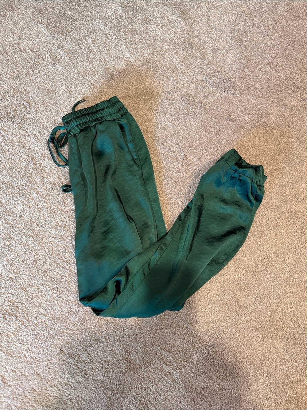 Skies Are Blue Dark Green Drawstring Jogger Pants